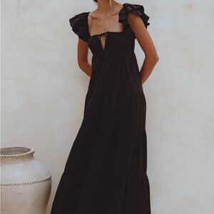 NWOT Black Ruffle Sleeve Dress